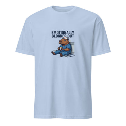 Emotionally Clocked Out - Nurse Capybara - Light Blue T-Shirt