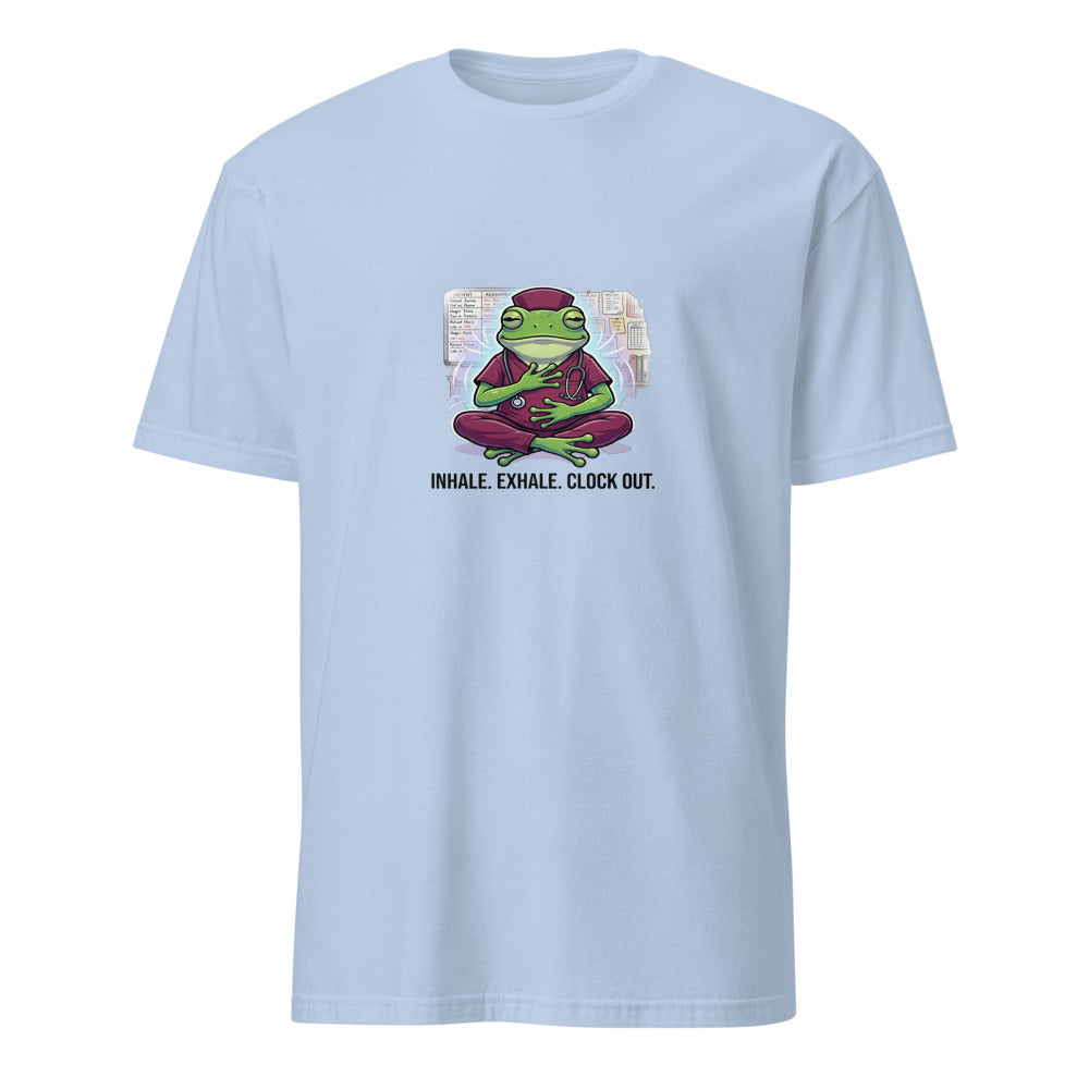 Inhale Exhale Nurse Frog - Light Blue T-Shirt