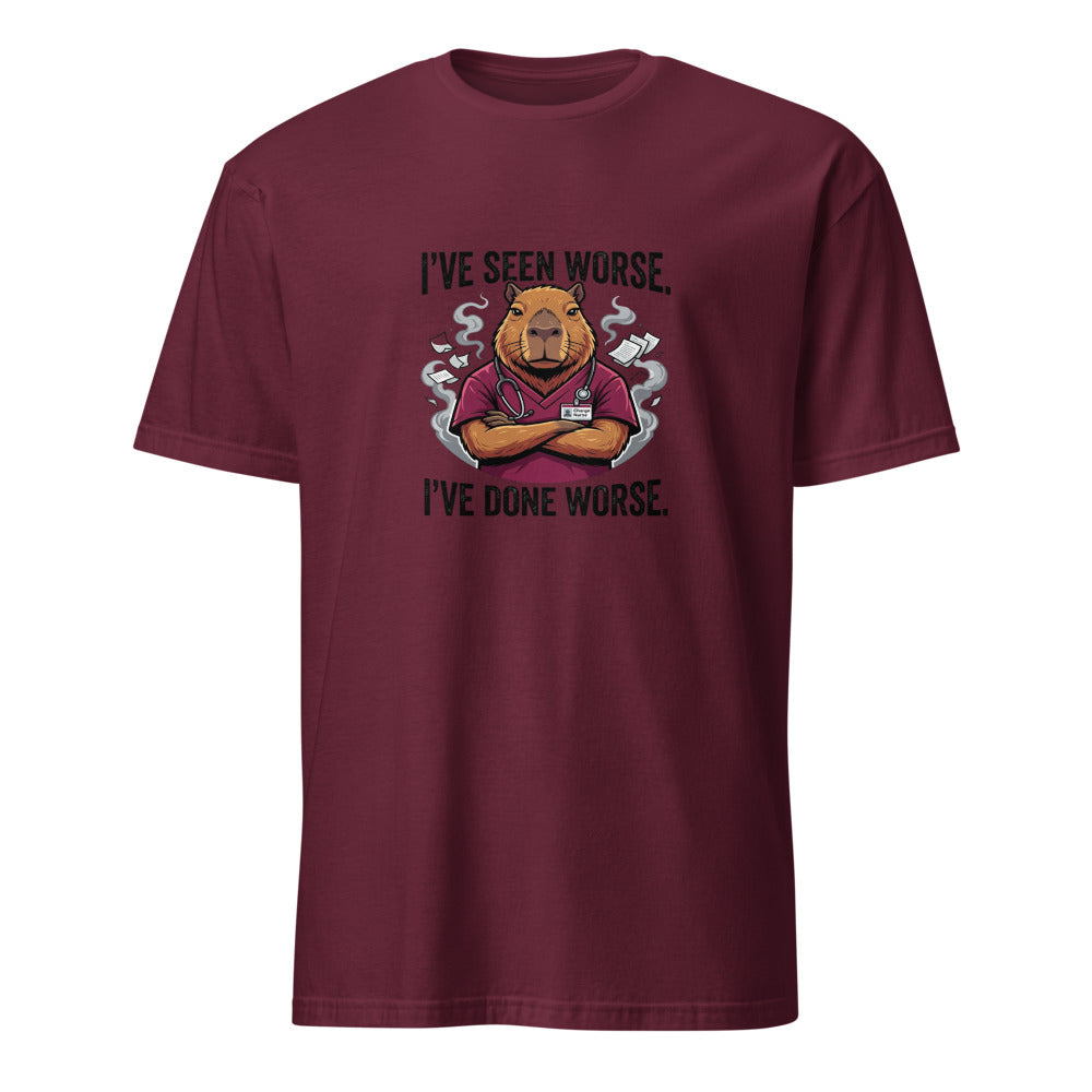 I've Seen Worse - Nurse Capybara - Maroon T-Shirt
