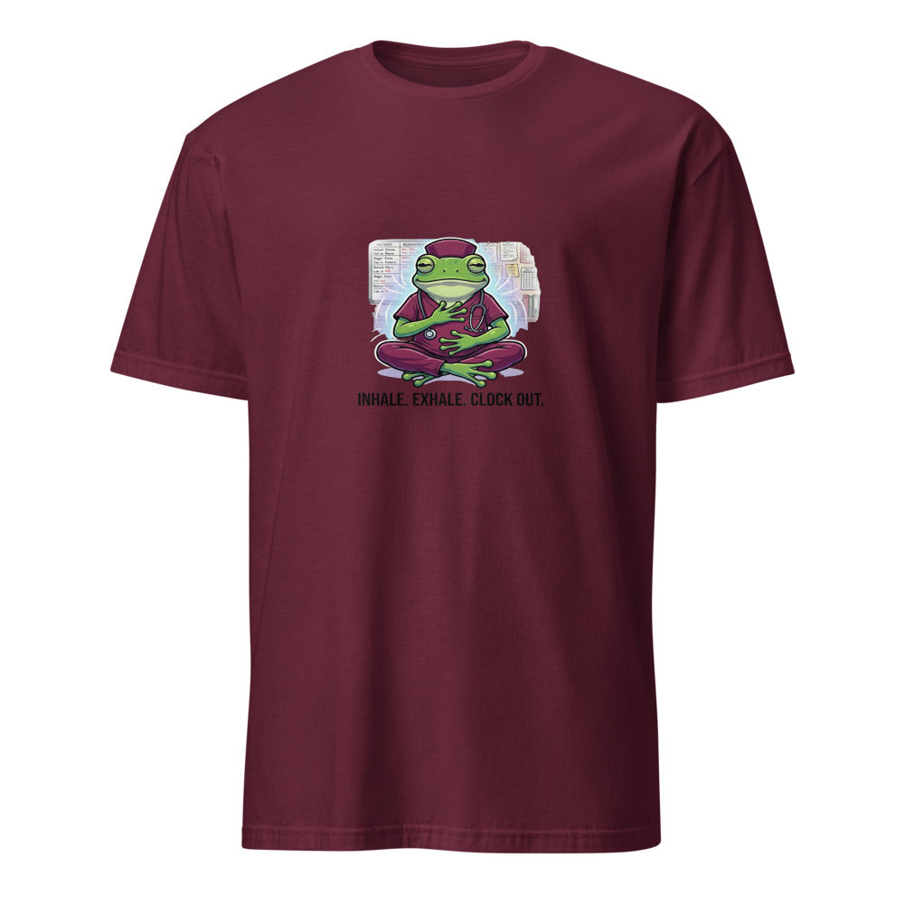 Inhale Exhale Nurse Frog - Maroon T-Shirt