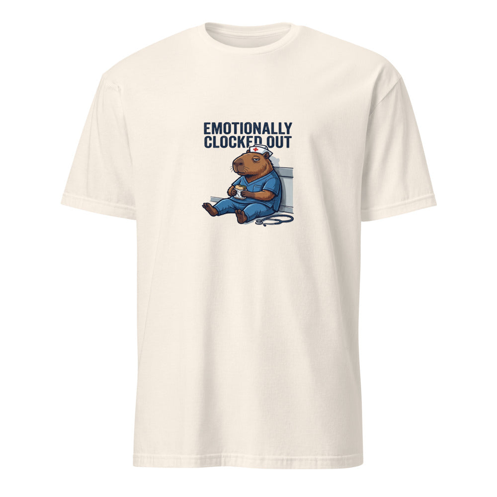 Emotionally Clocked Out - Nurse Capybara - Natural T-Shirt